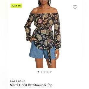 Rag and bone Sierra off the shoulder black floral size XS
